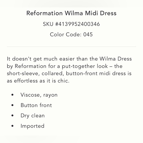 Anthropologie x Reformation Wilma Midi Dress Size 10 NWT - Picture 5 of 15